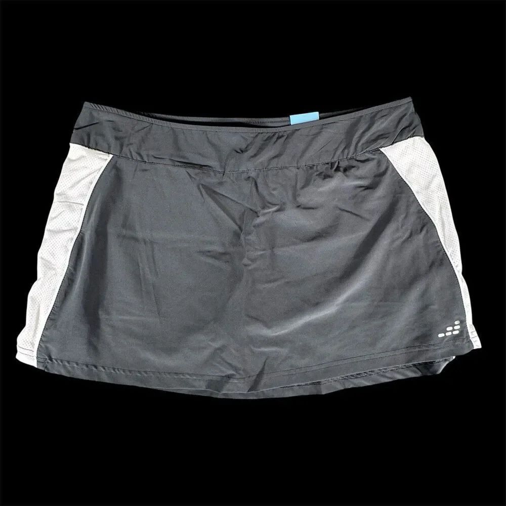 BCG Sz L Academy Piped Woven Skirt Skort Sports Charcoal Gray White New